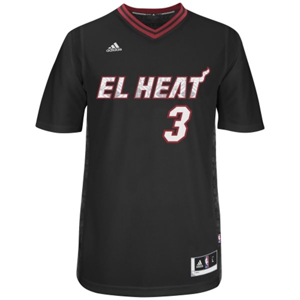 2014 latin night miami heat 3 dwyane wade swingman jersey-front